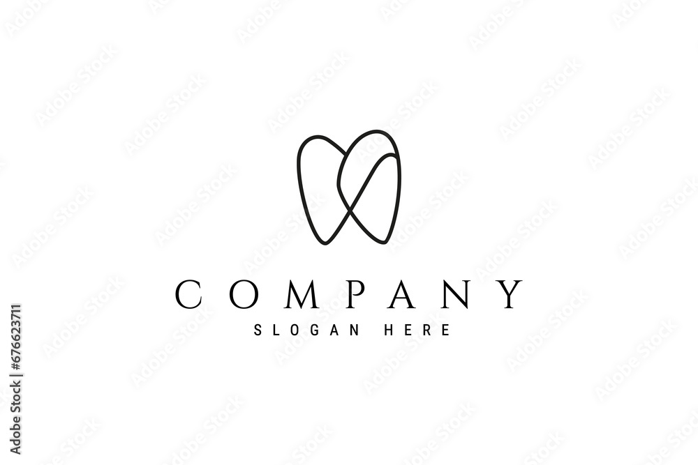 Dental logo in minimalist line art design style