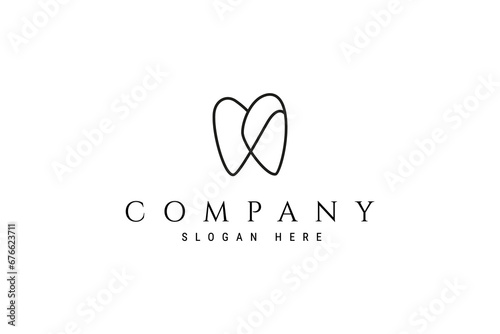 Dental logo in minimalist line art design style
