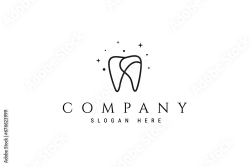 dental vector illustration logo design image decorated with ornament, in line art design