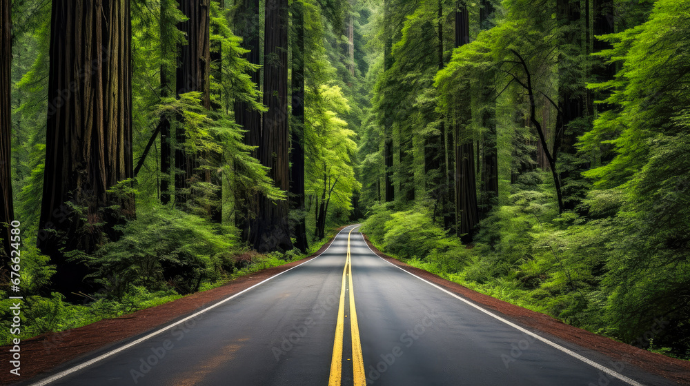 Road in the Redwood Forest Road in the Redwood Forest