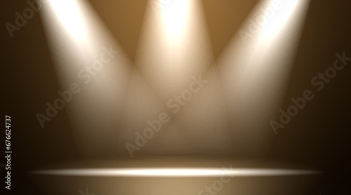 壁にスポットライトが当たっている部屋/光/照明/展示/ステージ/壁/床/インテリア/ルーバー photo