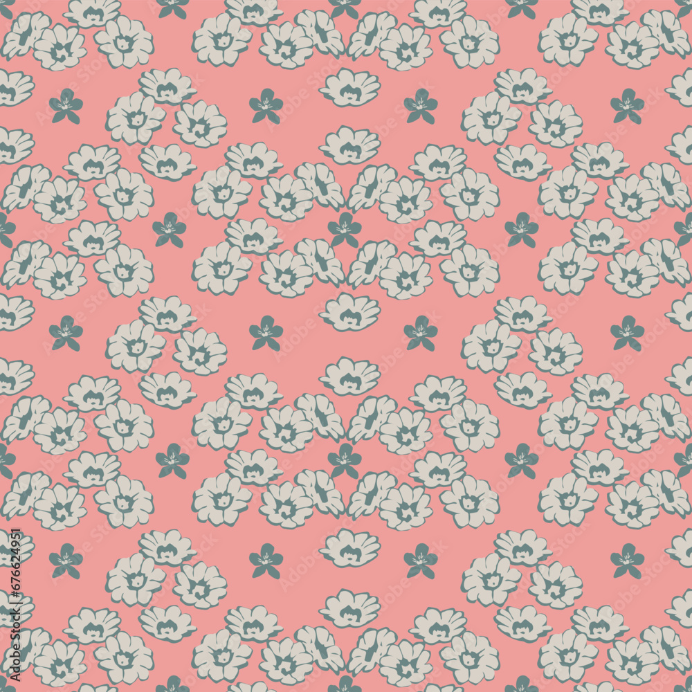 Vector small flower damask illustration seamless repeat pattern digital artwork