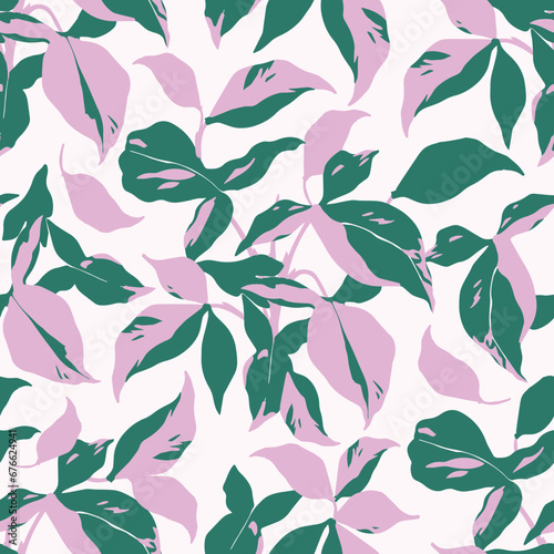 Vector tropical leaf illustration seamless repeat pattern digital artwork