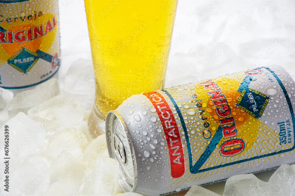 Studio photo of Antarctica Pilsen Original beer Stock Photo Adobe Stock