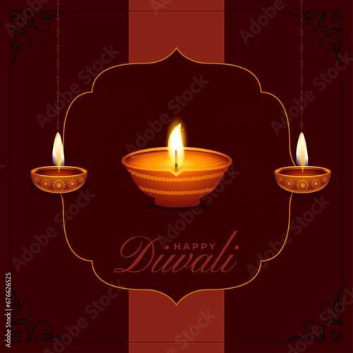 Happy Diwali religious hindu festival celebration background design vector 