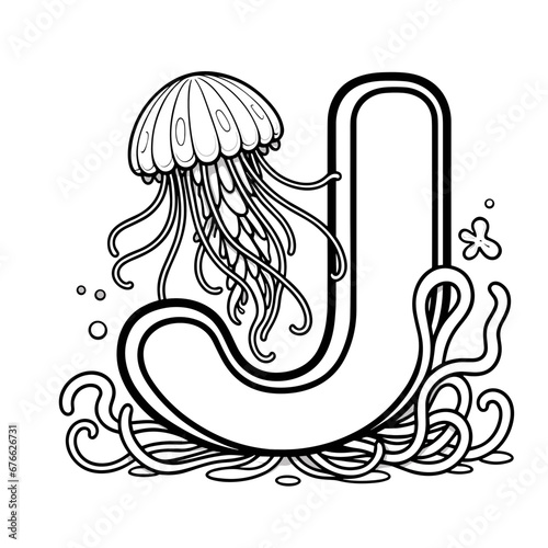 J for Jellyfish Coloring Book: Floating with Ocean's Graceful Dancers