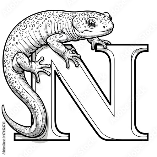 N for Newt Coloring Book: A Dive into the Freshwater Habitats