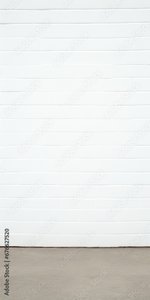 A minimalist white wall with a concrete floor and a white painted brick wall. Generative AI. A minimalist white wall with a concrete floor and a white painted brick wall. Generative AI.