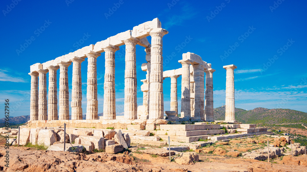 Ancient ruins ofTemple of Poseidon, Sounion in Greece