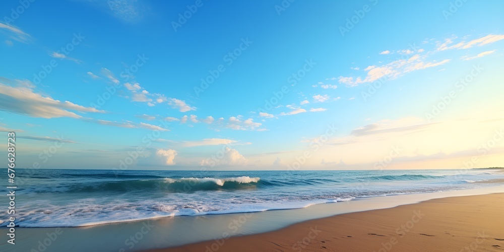 Tranquil Blue Sky and Ocean with Clouds, A Perfect Choice for Natural Backgrounds