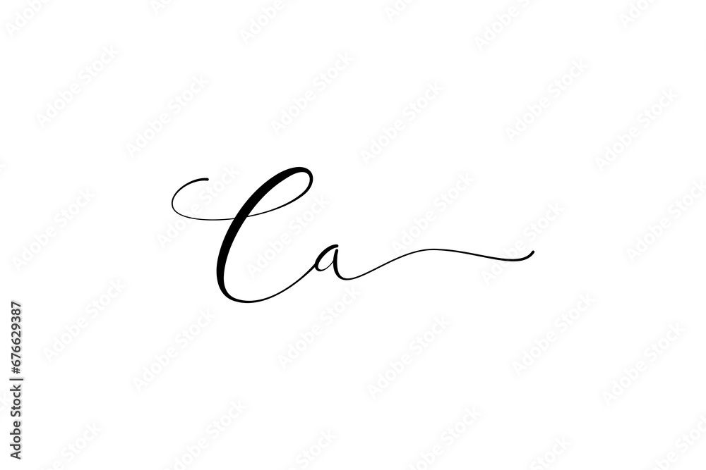 Ca initial signature logo. Handwriting logo template vector - obrazy, fototapety, plakaty 