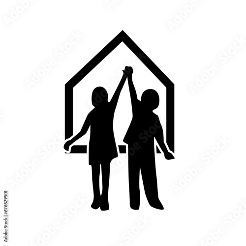  Children Playing In front home Playground Togetherness Concept flat vector.