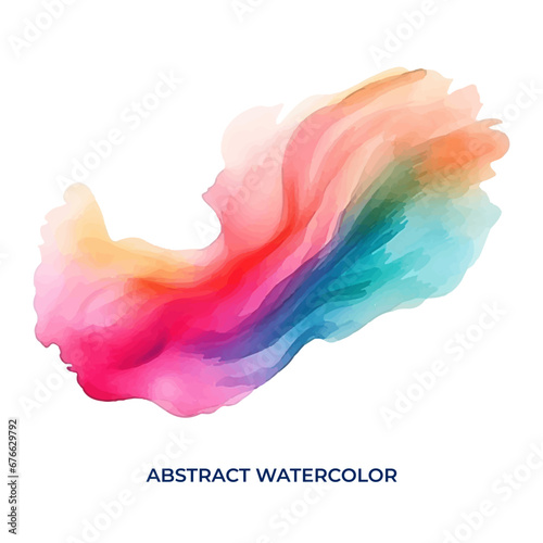 abstract colorful watercolor brush stroke isolated on white background
