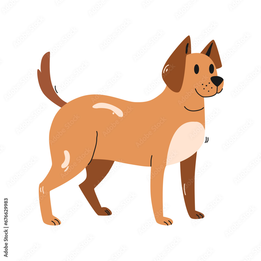 flat hand drawn illustration of dog animal