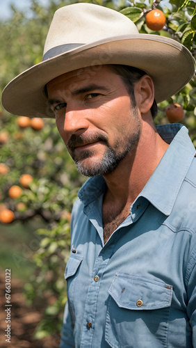 Farmer in the orchard