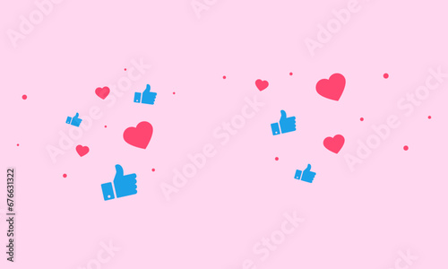 Vector facebook background with hearts and likes