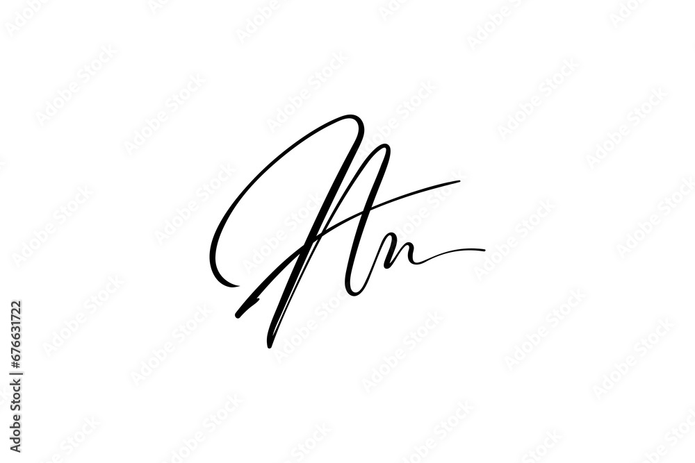 Obraz premium A, n , An initial signature logo. Handwritten monogram vector