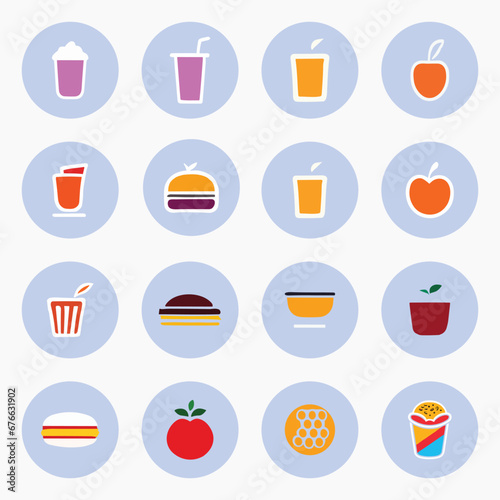 Colorful food logo icon collection vector