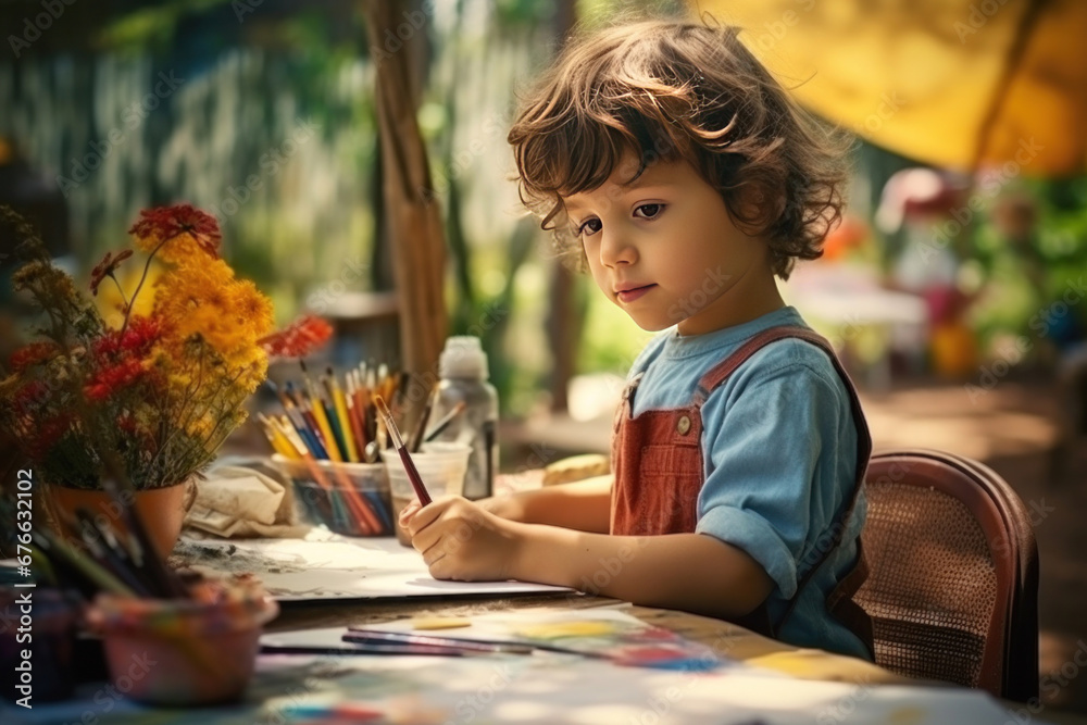 Artist, children playing coloring, Creative little artist concept. Artist, children playing coloring, Creative little artist concept.
