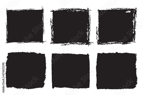 Set of Torn Paper Frames. Vector Collage Shape of Black Ripped Papers Silhouettes isolated on white background.