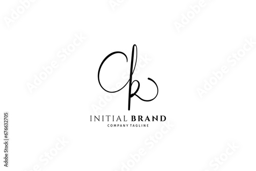 Ck initial signature logo. Handwriting logo template vector