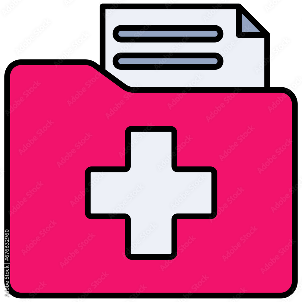 File Folder icon Outline Flat Design Style