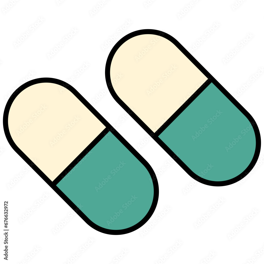 Capsule icon Outline Flat Design Style Capsule icon Outline Flat Design Style