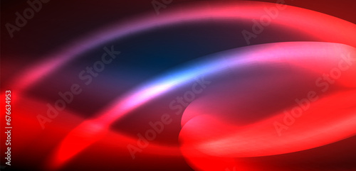 Dynamic waves in ethereal glow of neon lights. Concept merges fluidity of motion with vibrant allure of neon, crafting entrancing backdrop that embodies both vitality and futuristic sophistication