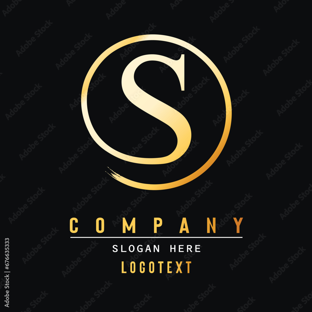 luxury letter S logo design. Brush Stroke S Letter Logo Design. Yellow Gold Paint Logo S Letters Icon with Elegant Circle Vector Design.eps 8 luxury letter S logo design. Brush Stroke S Letter Logo Design. Yellow Gold Paint Logo S Letters Icon with Elegant Circle Vector Design.eps 8