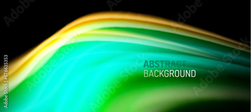 Rainbow color wave lines on black. Techno or business abstract background for posters, covers, banners, brochures, websites