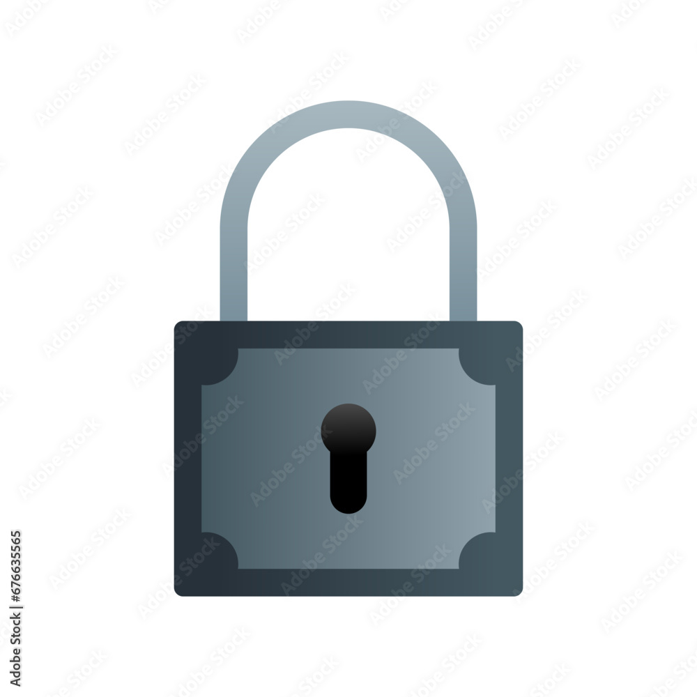 Locked padlock icon in flat gradient style ui vector design Locked padlock icon in flat gradient style ui vector design