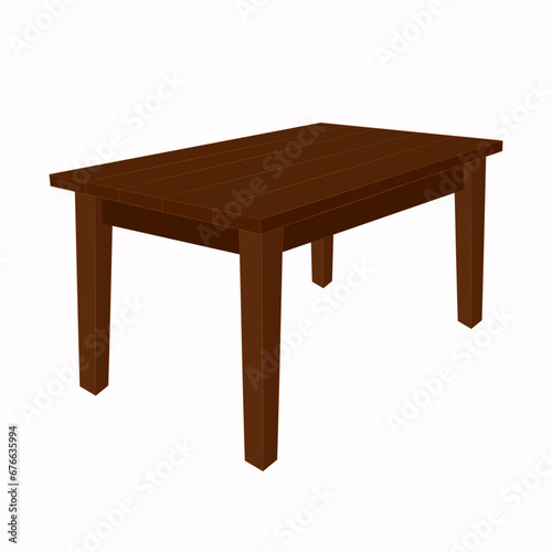 Wooden table isolated illustration on white background
