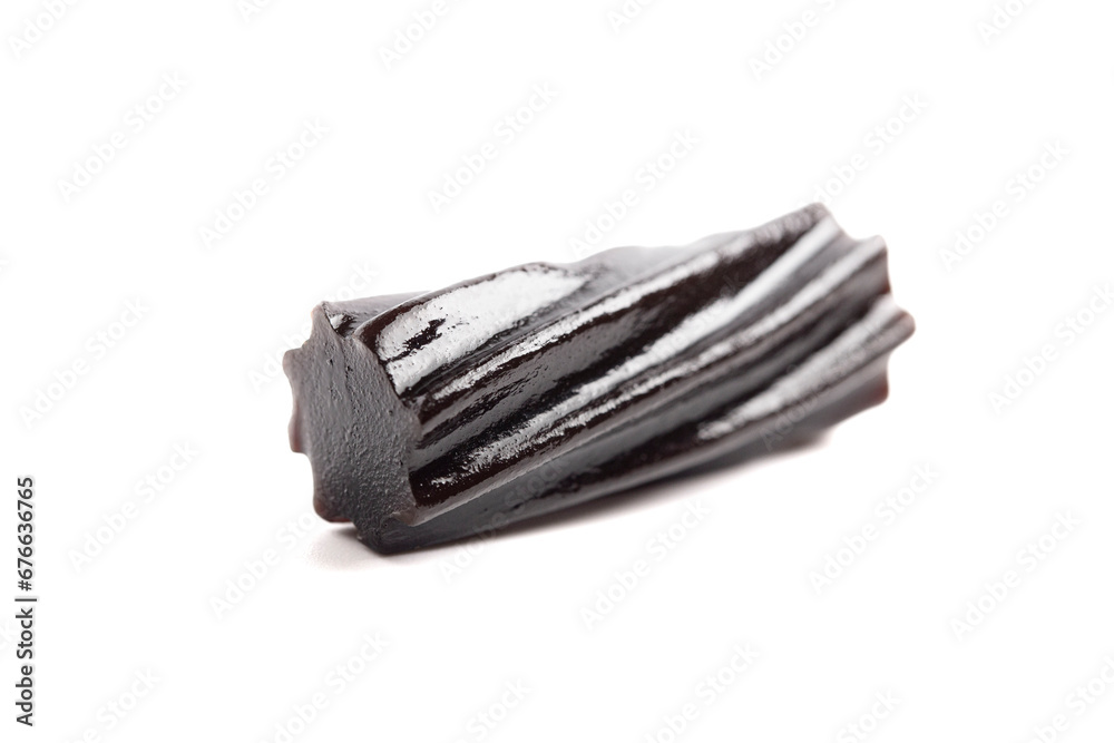 Classic Black Licorice Pieces Isolated on a White Background Classic Black Licorice Pieces Isolated on a White Background