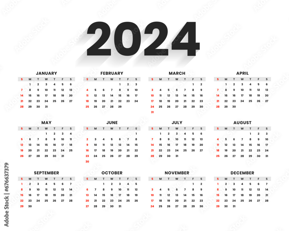 minimal style 2024 new year calendar template for office desk or wall minimal style 2024 new year calendar template for office desk or wall