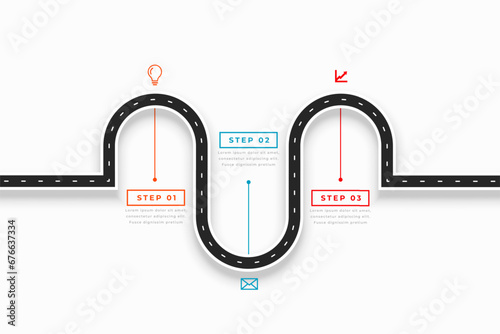 business infographic road path layout get on track for success