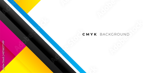 modern and abstract white banner with cmyk color stripe lines photo