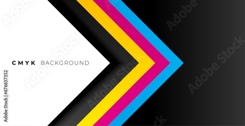modern cmyk paper banner with geometric stripes