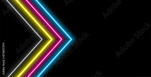 glowing colorful lines dark banner with text space