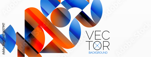 Abstract masterpiece formed by delicate interplay of circles, squares, and triangles. Geometric elements converge in harmonious chaos, evoking sense of modern creativity. Symphony of shapes