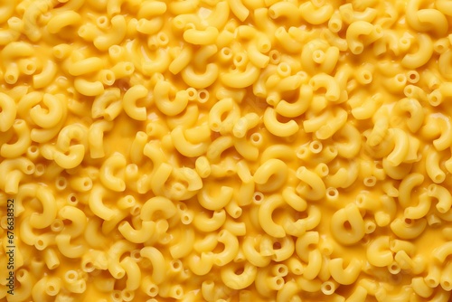 Top view of the texture of macaroni and cheese, generative AI