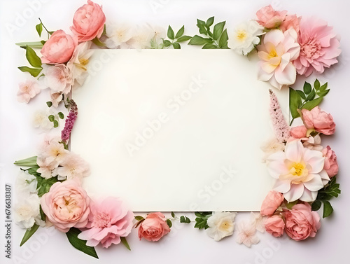 Ai generated floral frame with nice presentation of flower  flower frame background  blank floral frame with space of texts  wedding or event invitation card with blank text area