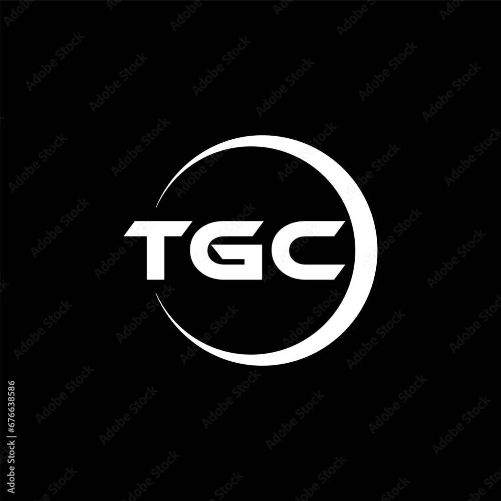 TGC letter logo design with black background in illustrator, cube logo ...