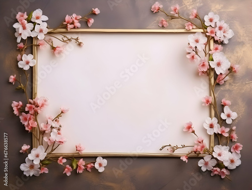 Ai generated floral frame with nice presentation of flower, flower frame background, blank floral frame with space of texts, wedding or event invitation card with blank text area