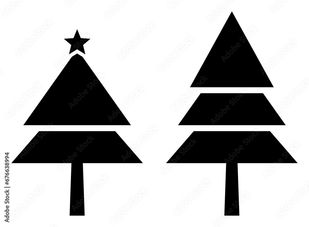 Fototapeta premium christmas tree illustration, simple flat style vector isolated on white background.