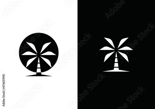 simple palm tree logo design vector illustration