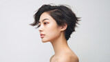 portrait of an Asian woman with short hair