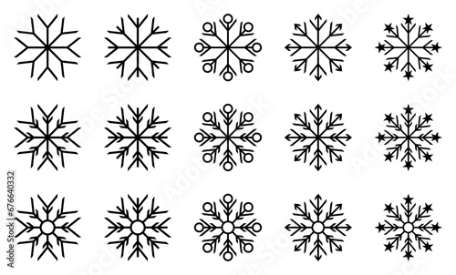 snow icon collection, vector isolated on white background. Christmas celebration ornament design for posters, greeting cards, brochures, banners, social media.