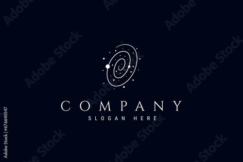 Galaxy logo in outer space with a spiral inside