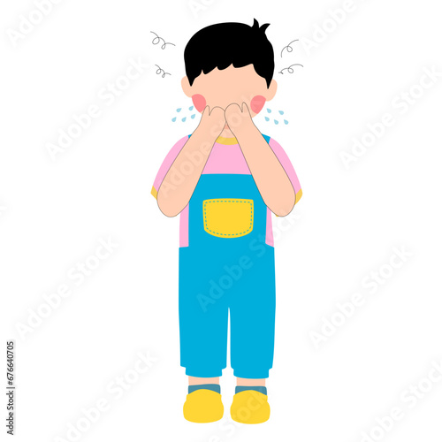 Cute boy cartoon afraid illustration