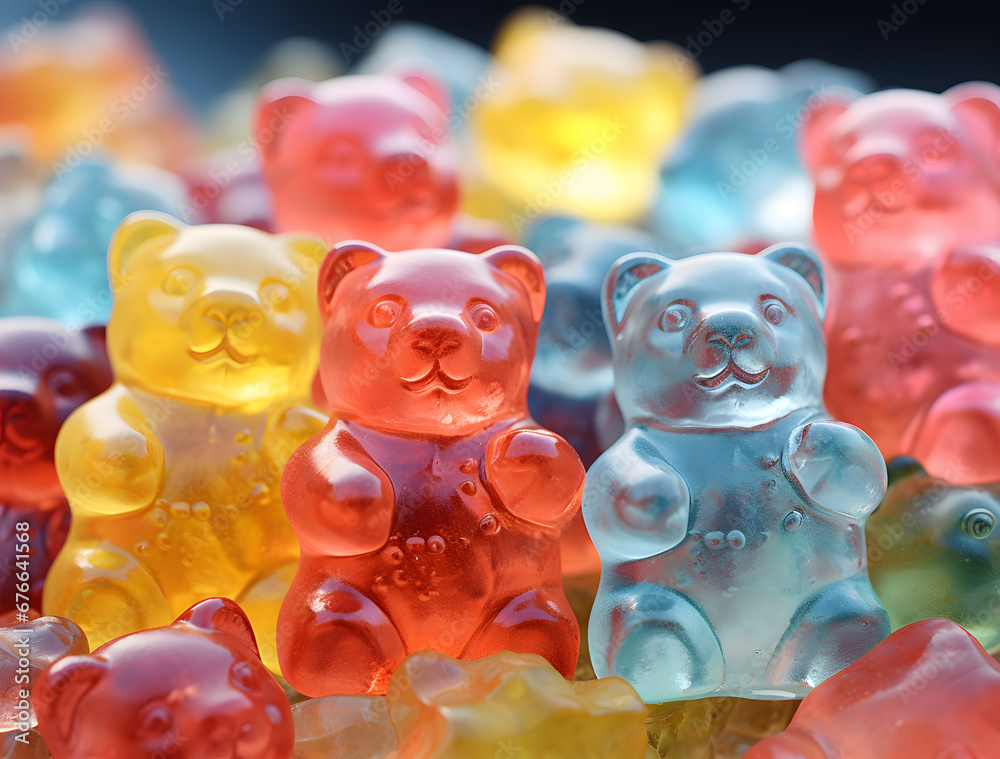 close up  Gummy bears candy background